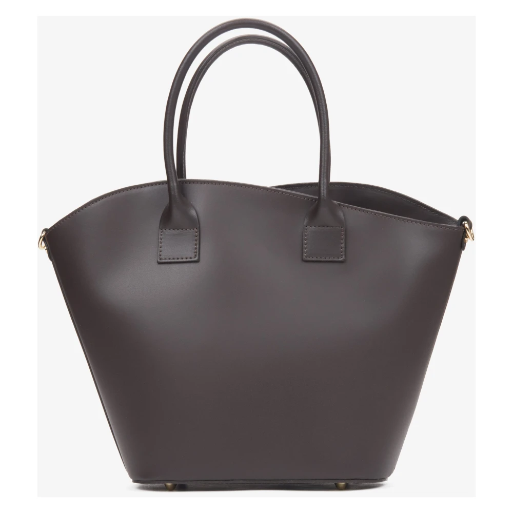 Estro Dames Donkerbruine Premium Italiaans Leren Shopper Tas Brown Dames