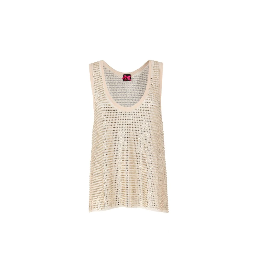 Pinko Vrouw Geel Tops Dames, S, Polyester, Mesh Tanktop