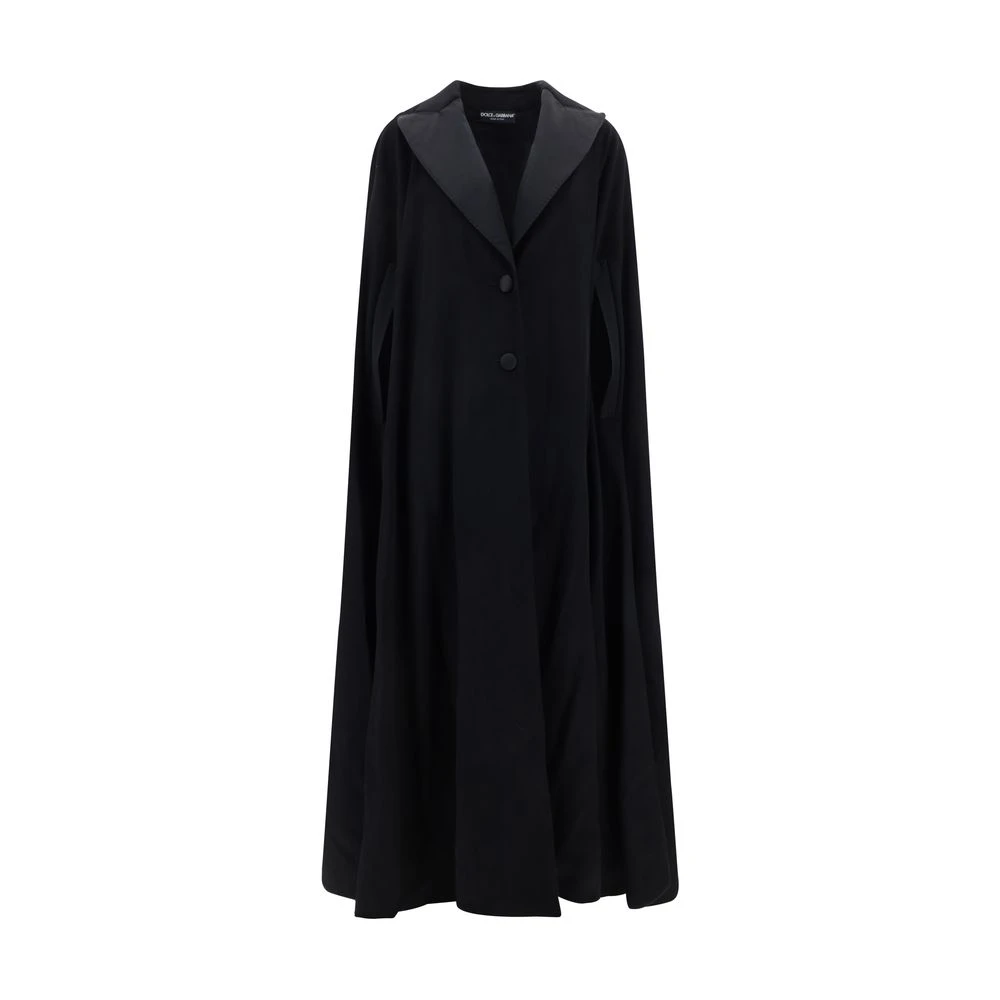 Dolce & Gabbana Geometrische Cape-stijl Wollen Jas Black Dames