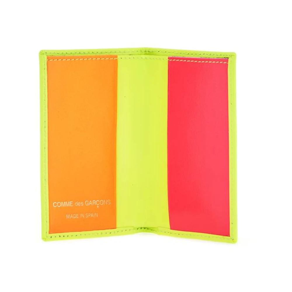 Comme des Garçons Fluorescerend Geel Compact Leren Portemonnee Yellow Dames