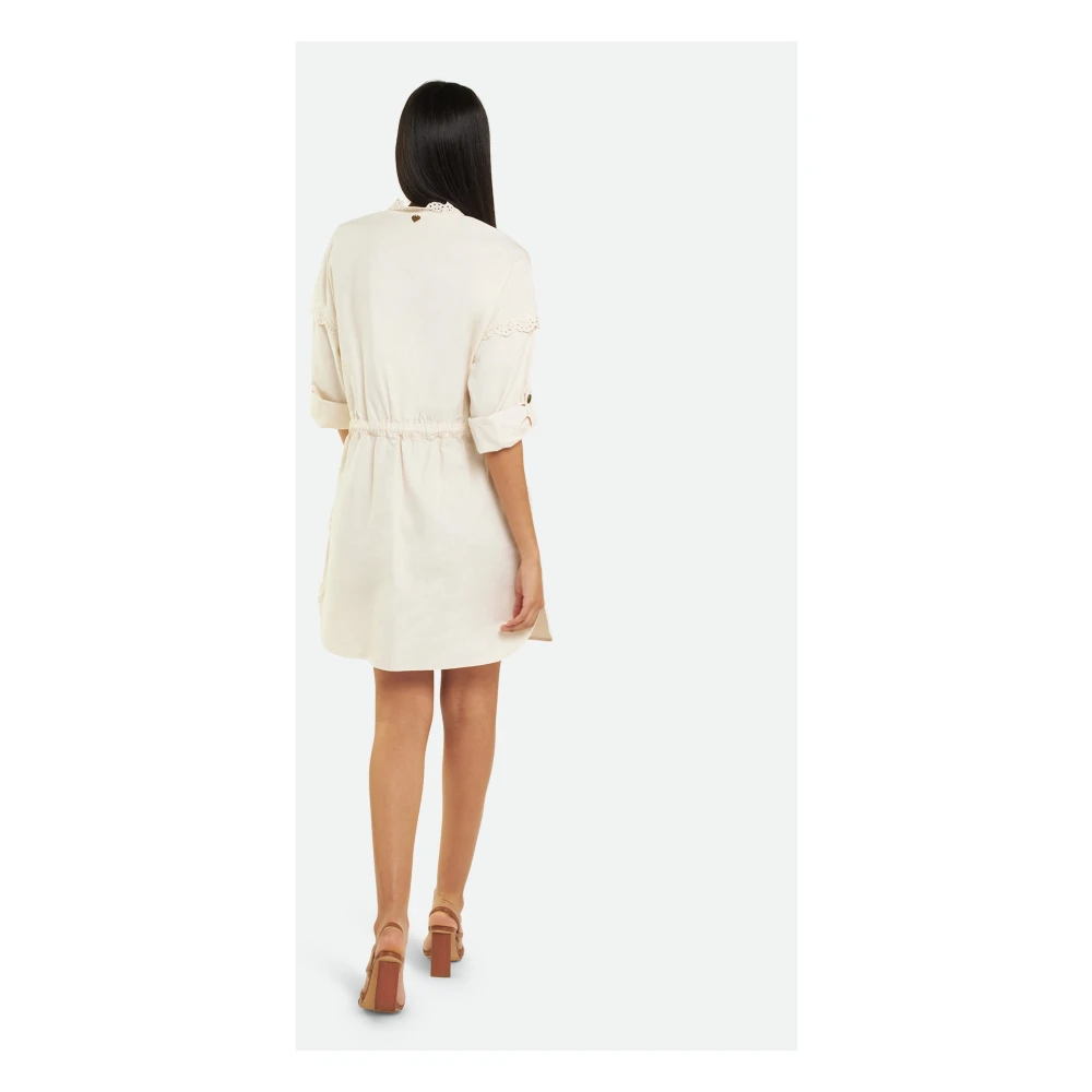 Twinset Witte Jurk met Bloemenborduursel White Dames