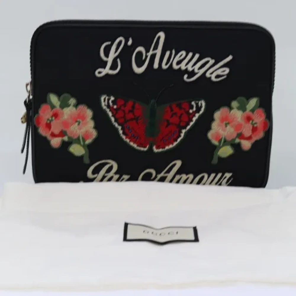 Gucci Vintage Pre-owned Canvas clutches Black Dames