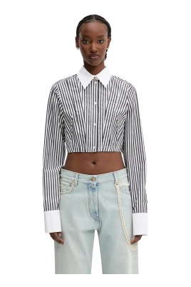 Randig Cropped Bomullsskjorta