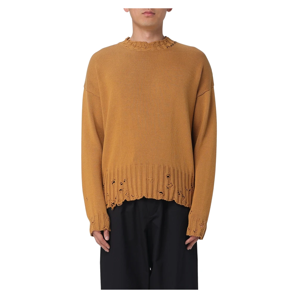 Marni Herr Brun Stickade Tröjor L, Crew Neck Sweater