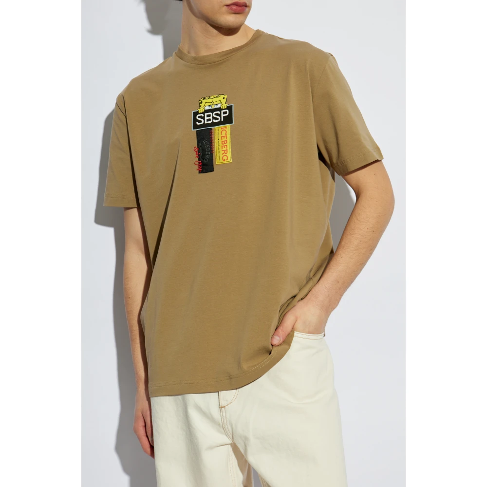 Iceberg T-shirt met patches en print Beige Heren