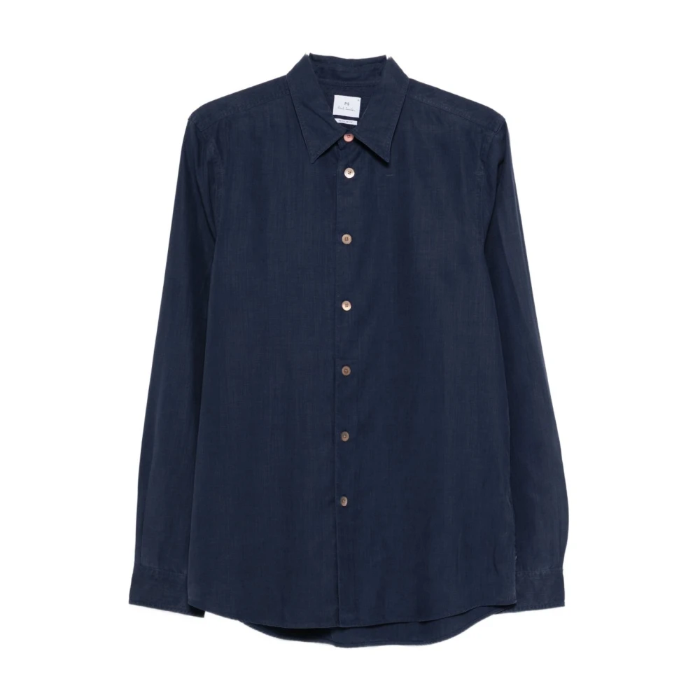 Ps By Paul Smith Men's Blue Casual Shirts, L, Button Fastening Long-Sleeve Classic Collar Shirt