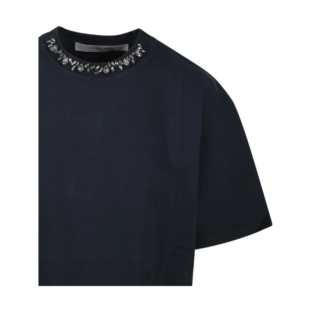 Golden Goose Crystal Collar Boxy T-Shirt Black Dames