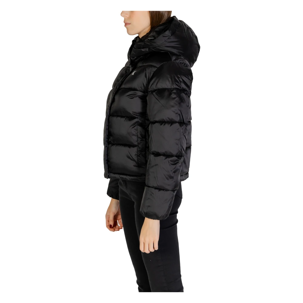 Calvin Klein Jeans Glanzende Monologo Jas Vrouwen Herfst Winter Black Dames