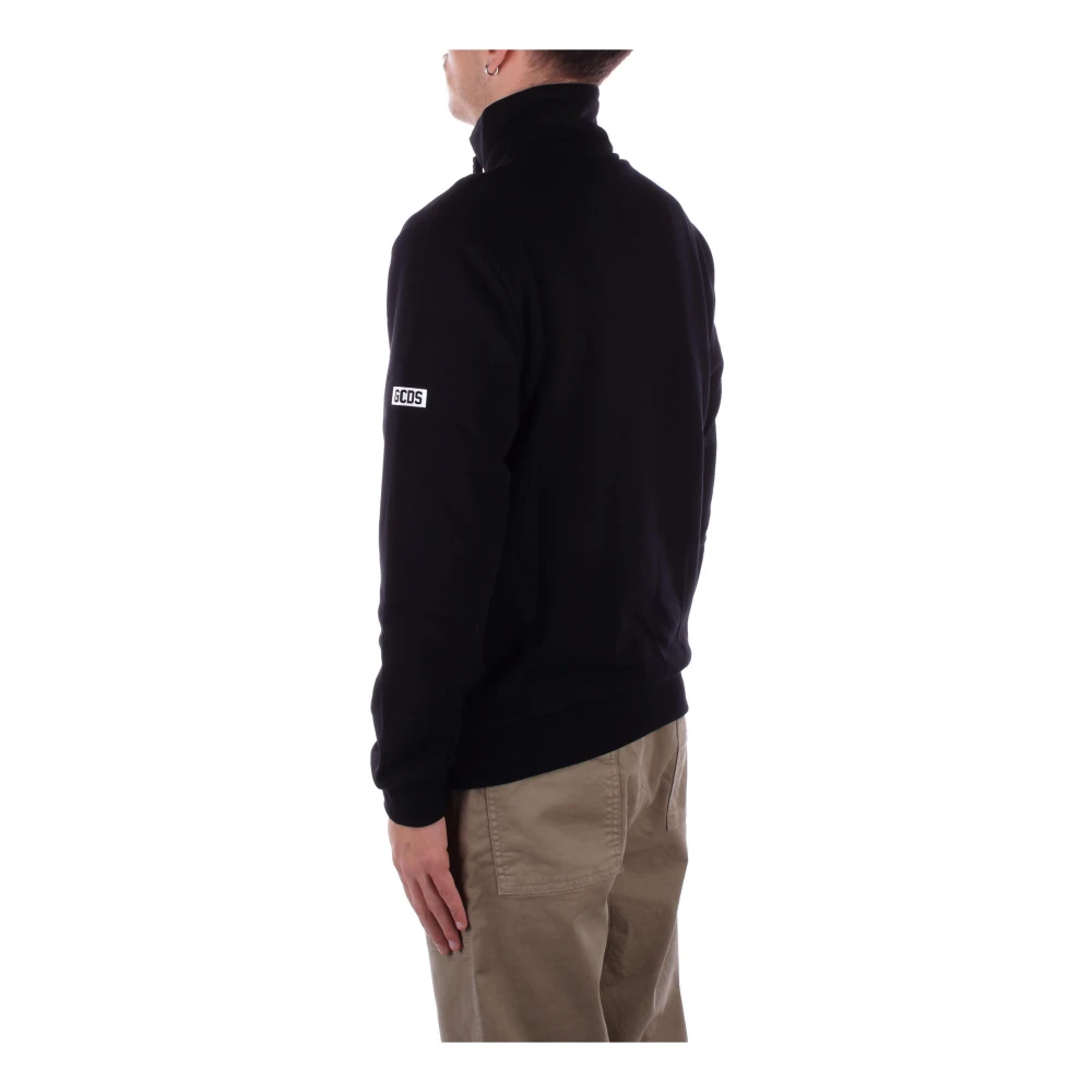 Gcds Zwarte Rits Trui Logo Zijkant Black Heren