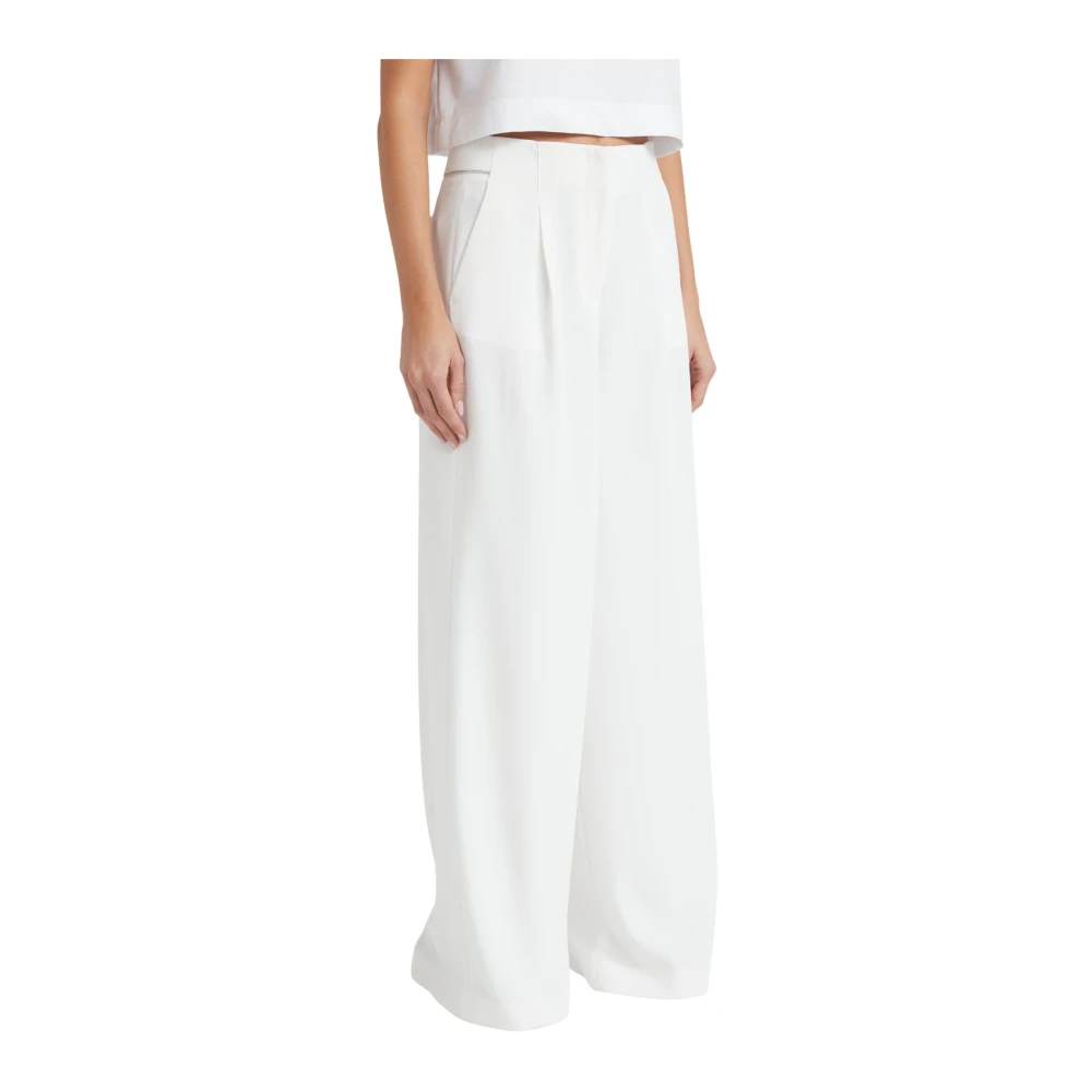 PESERICO Flowing cady crepe palazzo broek White Dames