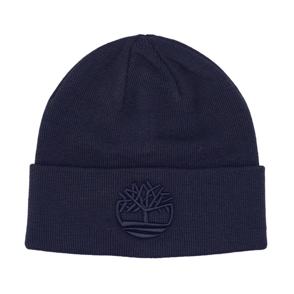 Timberland Geborduurde Beanie Peacoat 3D Stijl Blue Heren