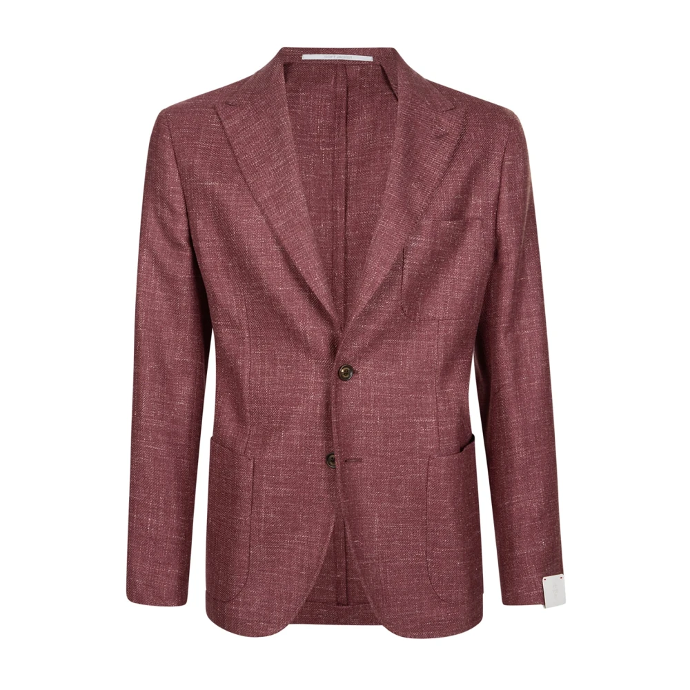 Eleventy Röd Mjuk Ull Siden Linne Blazer