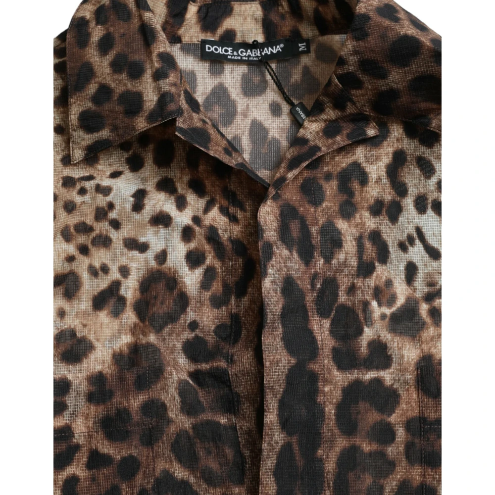 Dolce & Gabbana Luipaard Knoopsluiting Casual Shirt Brown Heren