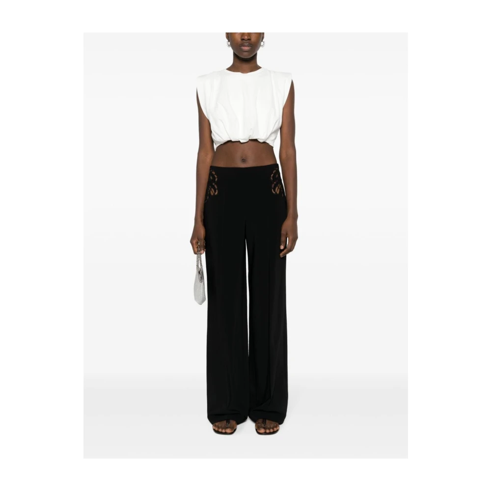 Stella Mccartney Zwarte Crepe Broek met Broderie Anglaise Black Dames