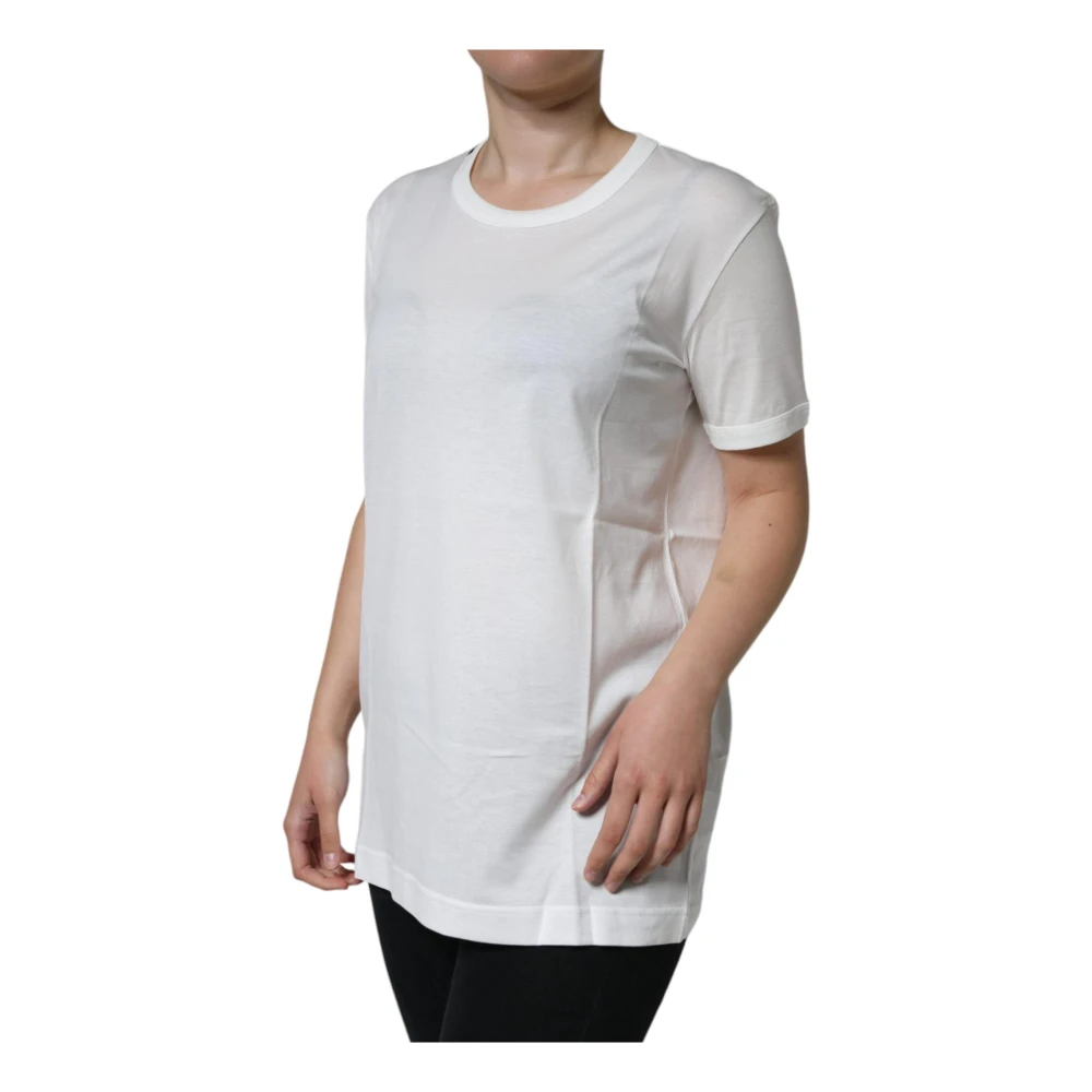 Dolce & Gabbana Witte Katoenen Crew Neck T-shirt White Dames