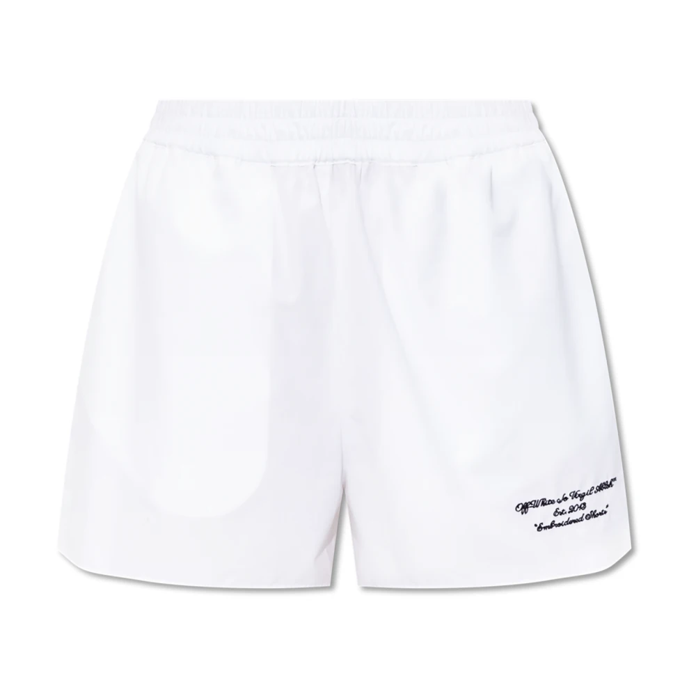 Off White Donna Bianco Off - Shorts Con Ricamo - Shorts - S