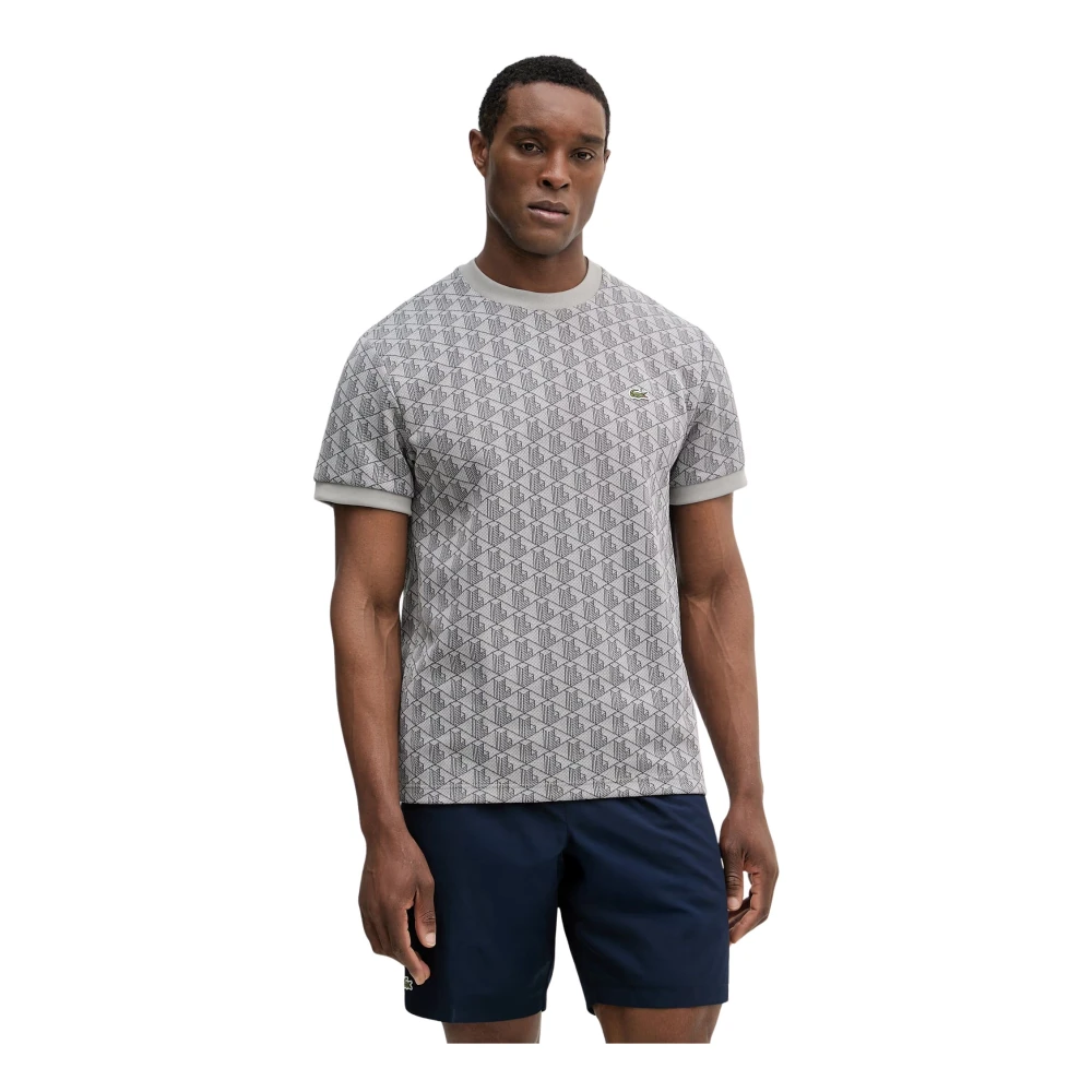 Lacoste Uomo Grigio - T-Shirt Slim Fit Jacquard Con Monogramma - Tops - L - Immagine 3