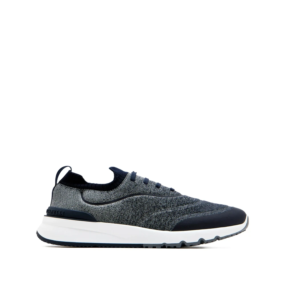 Brunello Cucinelli Blauwe Gebreide Sneaker Heren Schoenen