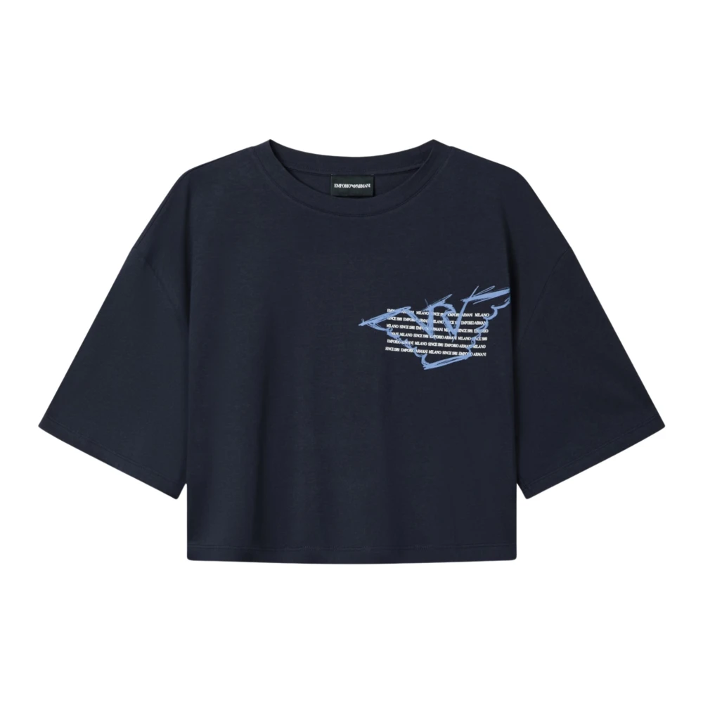 Emporio Armani Vrouw Blauw Tops Dames, S, T-Shirt Met Korte Mouwen