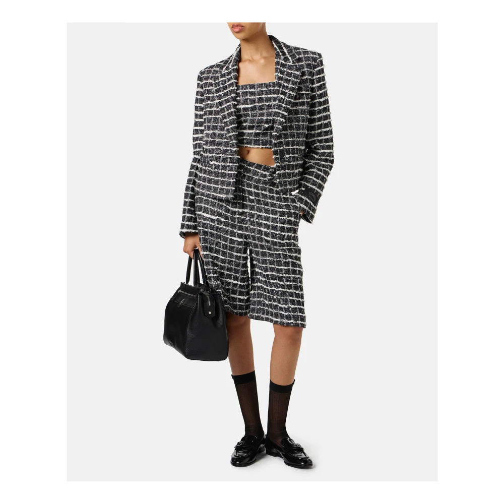 Iceberg Zwart-wit geruite korte jas enkelrij Black Dames