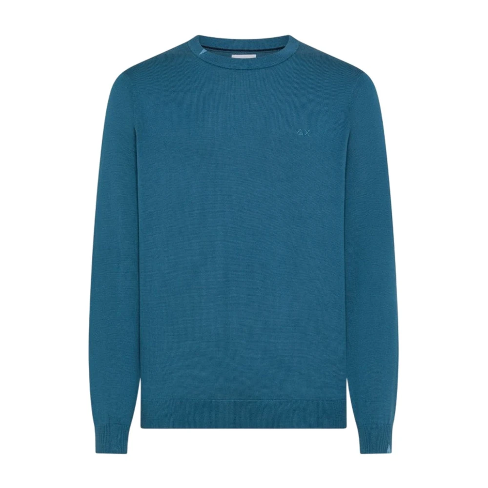 Sun68 Blue Round-Neck Knitwear, Male, L, K36101 Crew-Neck Jumper