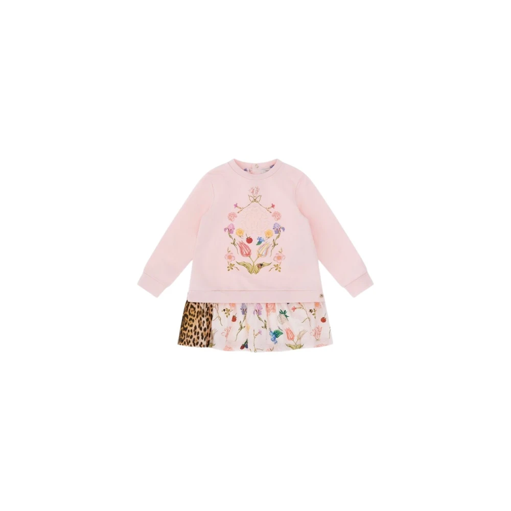 Roberto Cavalli Pink Dresses, Female, 2 Y, Leopard Flowers Print Dress
