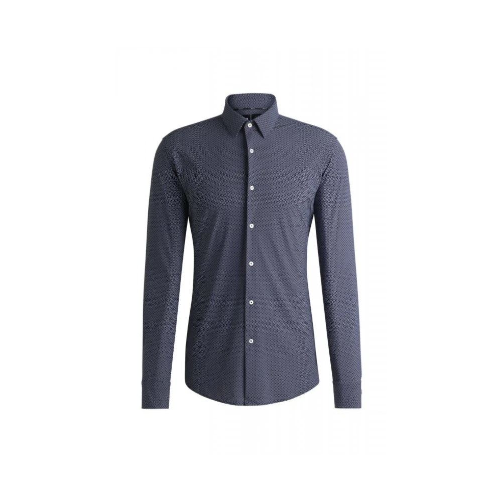 Hugo Blue Slim-Fit Shirt In Geometric Print - Male - Formal Shirts - S - Shirts