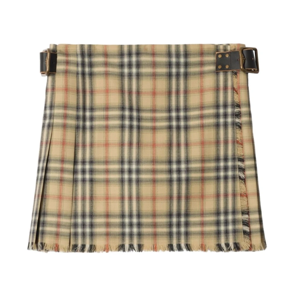 Burberry Women's Beige Check Wool Mini Kilt - Short Skirts - 2XS - Skirts