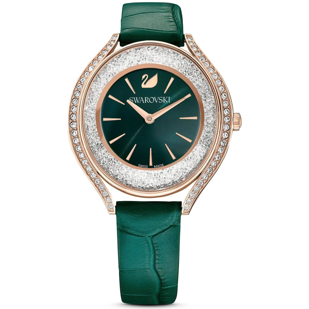 Swarovski Crystalline Aura Leather Watch - Female - Watches - Green - One Size - Accessories