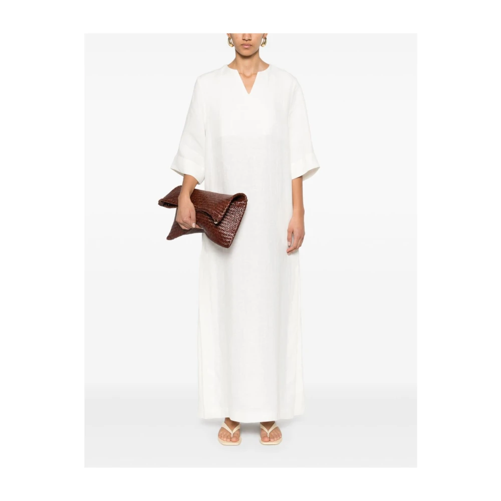 P.a.r.o.s.h. V-hals Crème Jurk met Zakken Beige Dames