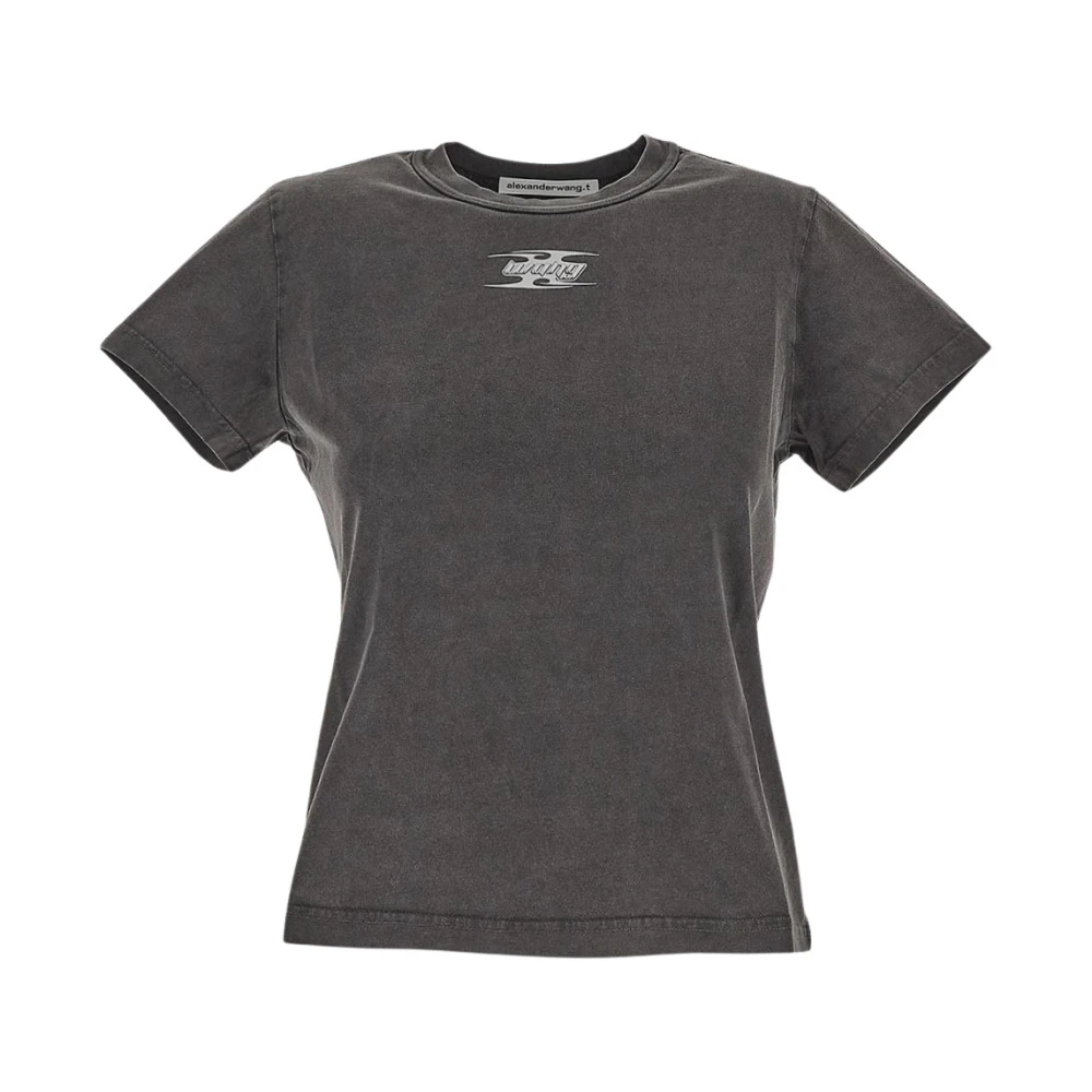 T by Alexander Wang Katoenen Shrunken Tee Gray Dames