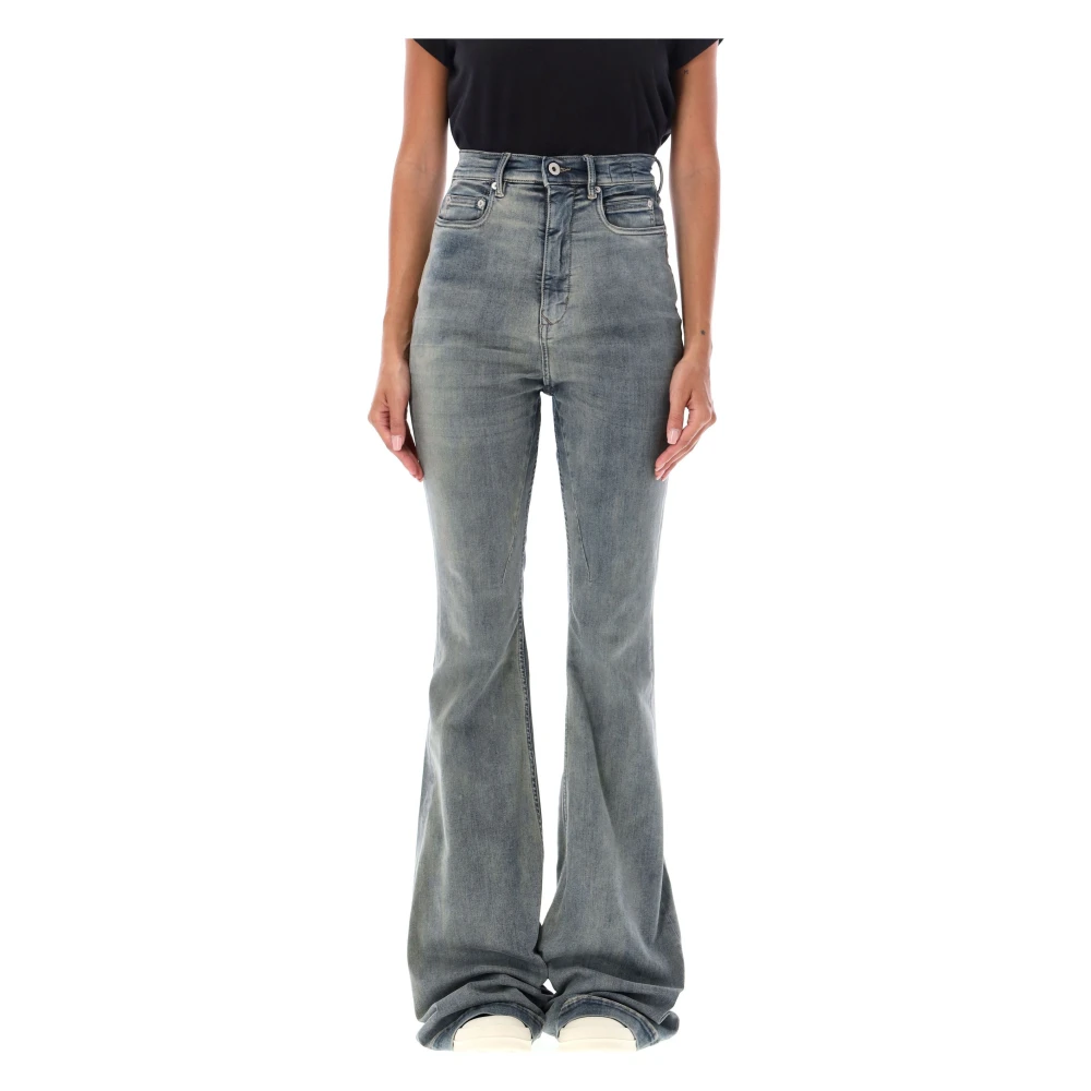 Rick Owens High-rise Flared Jeans Sky Gray Dames