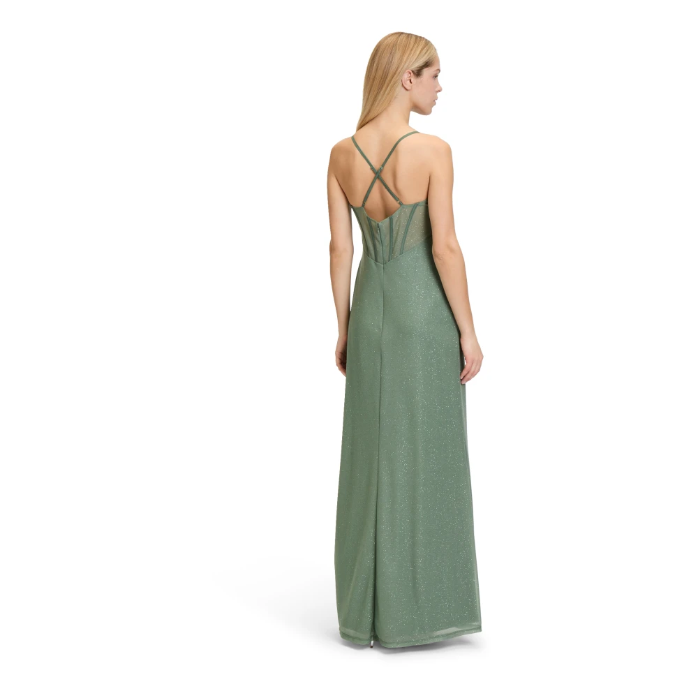 Vera Mont Glitter Mesh Avondjurk Green Dames