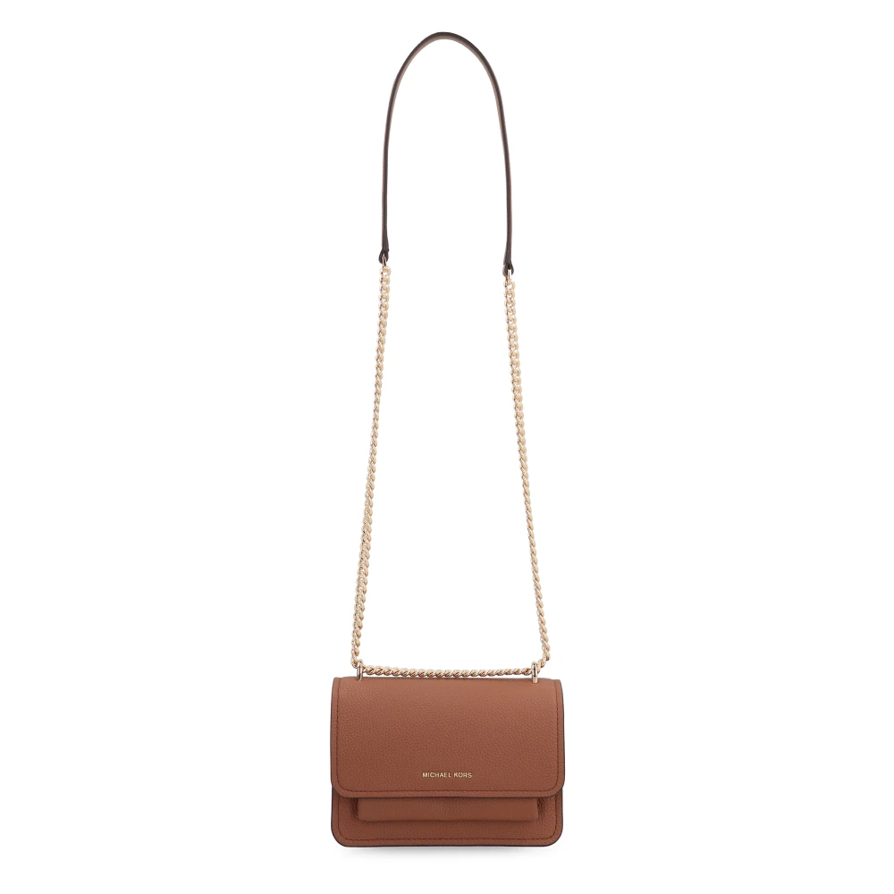 Michael Kors Leren Crossbody Tas met Kettingband Brown Dames