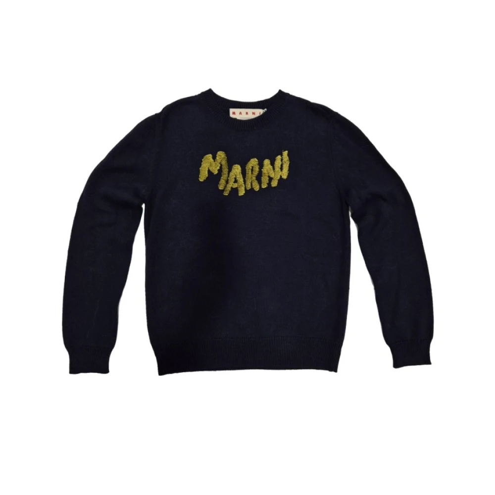 Marni Men's Blue Sweatshirts, S, Cotton Logo T-Shirt