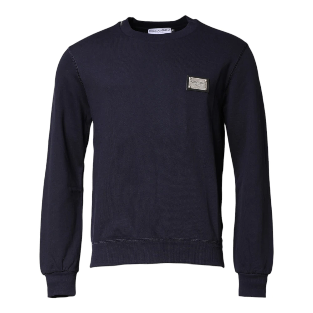 Dolce & Gabbana Men's Dark/Blue Logo Crew Neck Sweater