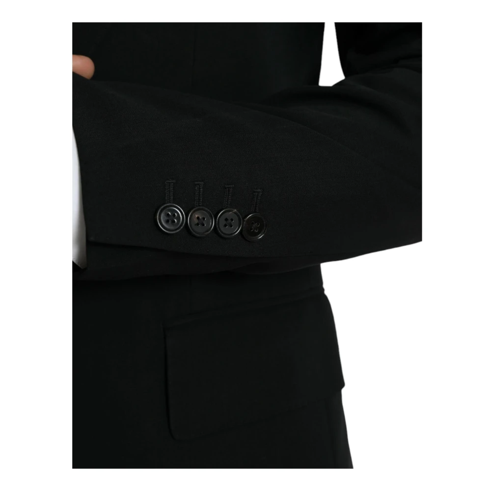 Dolce & Gabbana Zwarte Wol Peak Coat Blazer Black Heren