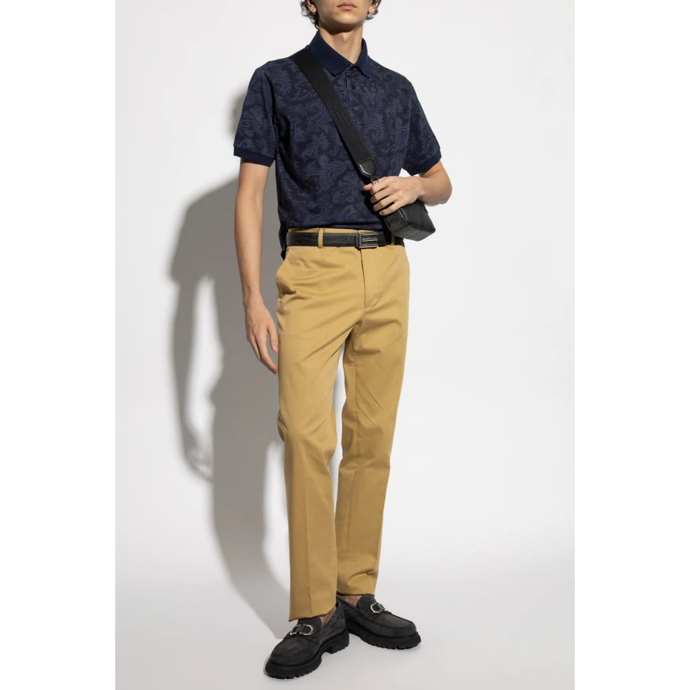 ETRO Katoenen polo met decoratief patroon Blue Heren