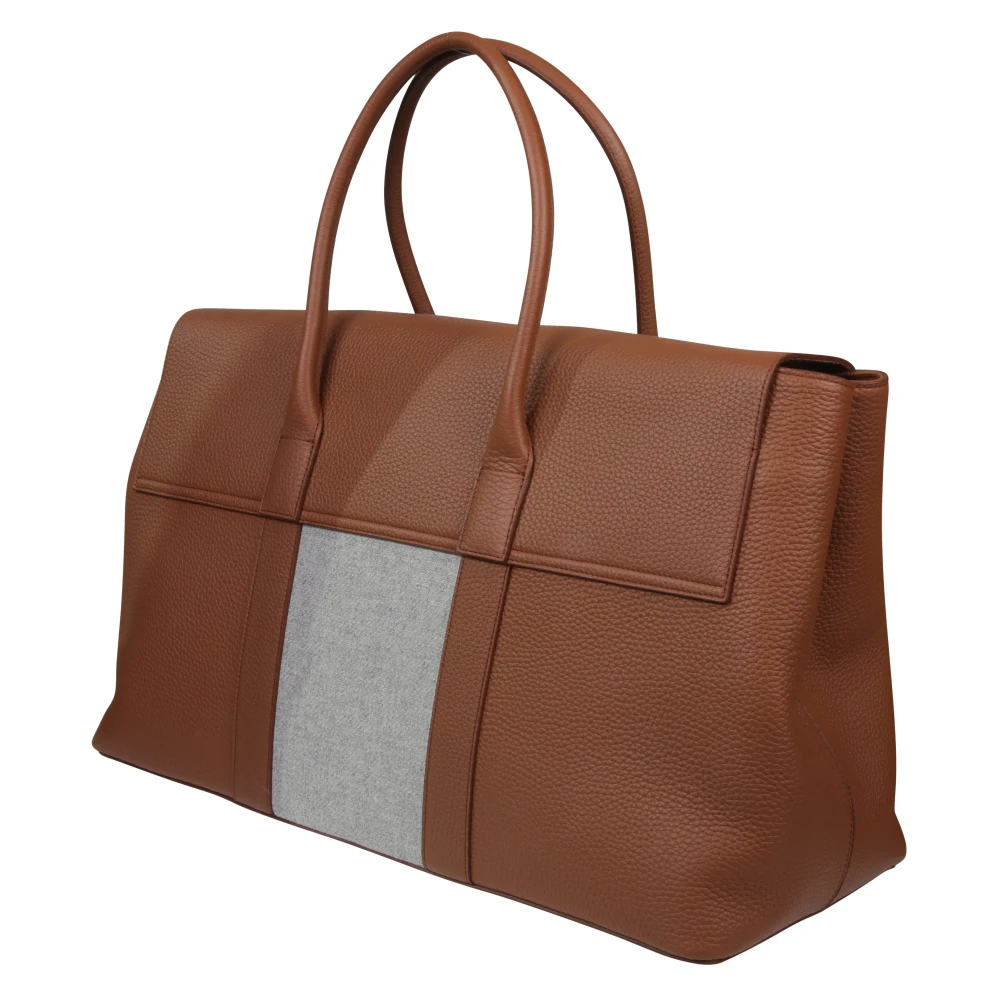 Eleventy Flanellen Piccadilly Leren Tas Brown Dames