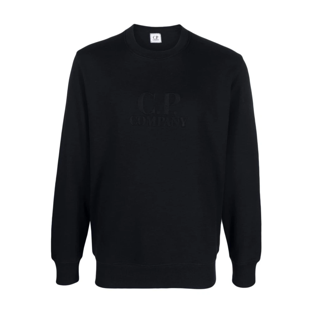 C.P. Company Zwarte Diagonale Logo Sweater Black Heren