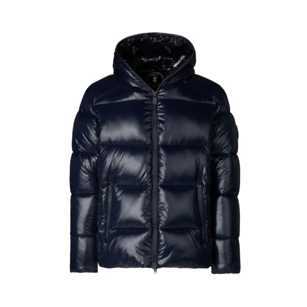 Save The Duck Kort Donsjack met Capuchon Blue Heren