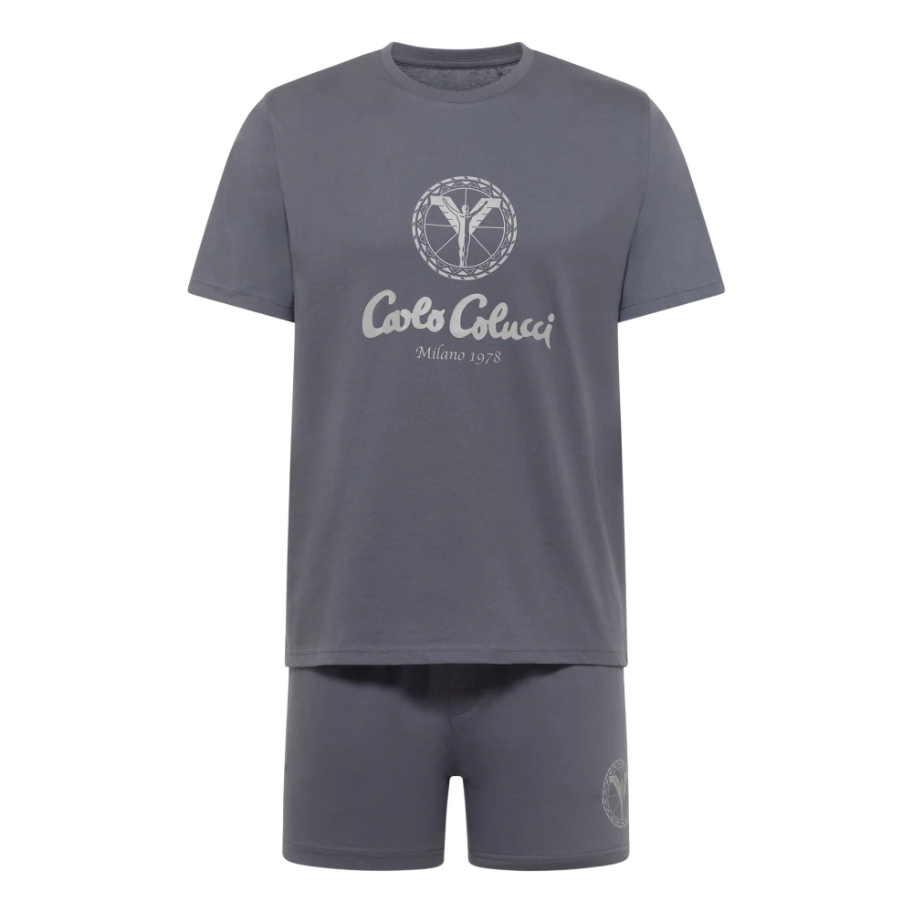 Carlo Colucci Men's Gray Shorty Pyjama Set - Pyjamas - S - Nightwear & Lounge