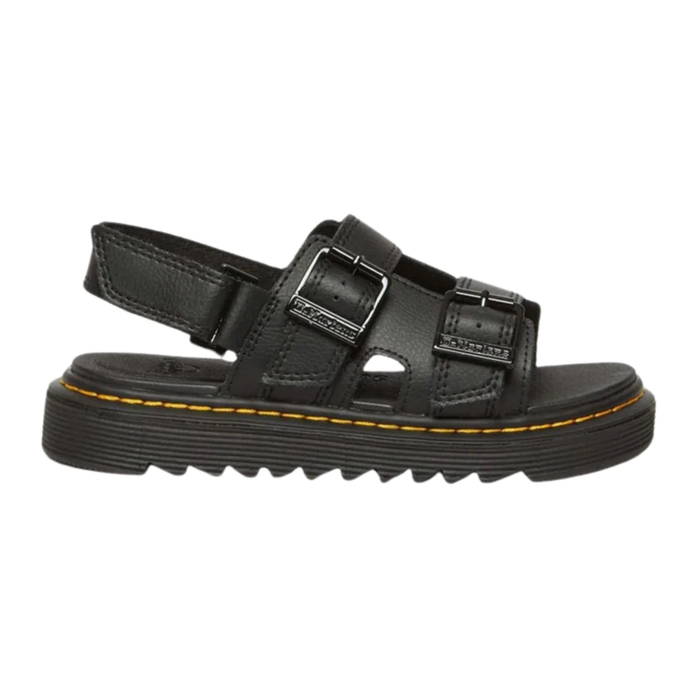 Dr. Martens Svarta läderbarnsandaler Varel J Black, Unisex