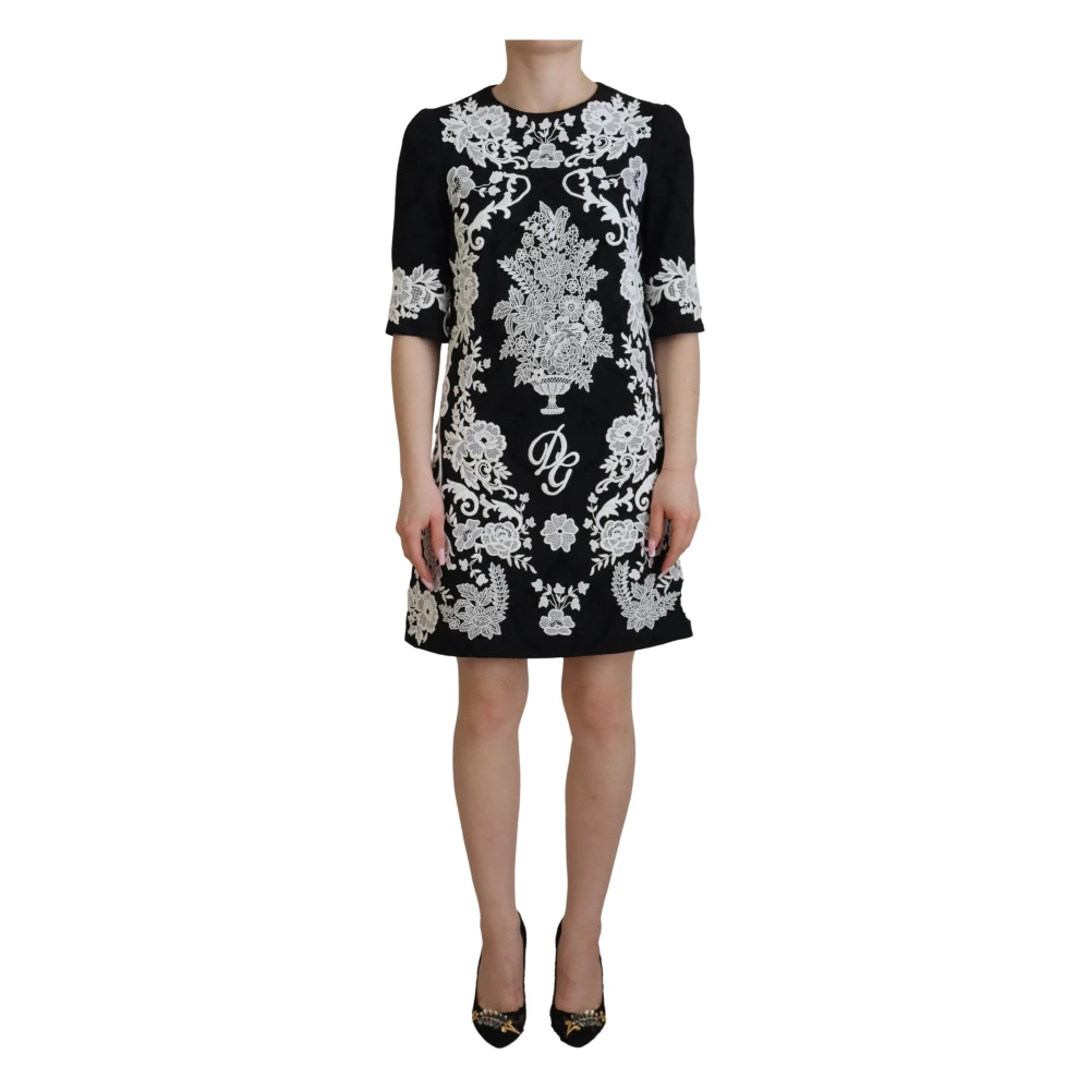 Dolce & Gabbana Women's Black Short Dresses, S, Lace Trim A-Line Dress