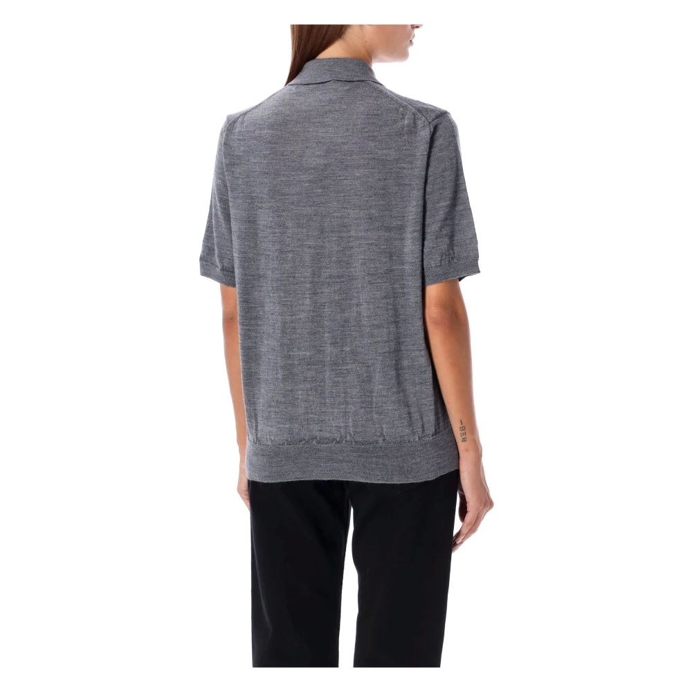 Comme des Garçons Rood Hart Gebreid Poloshirt Grijs Gray Dames