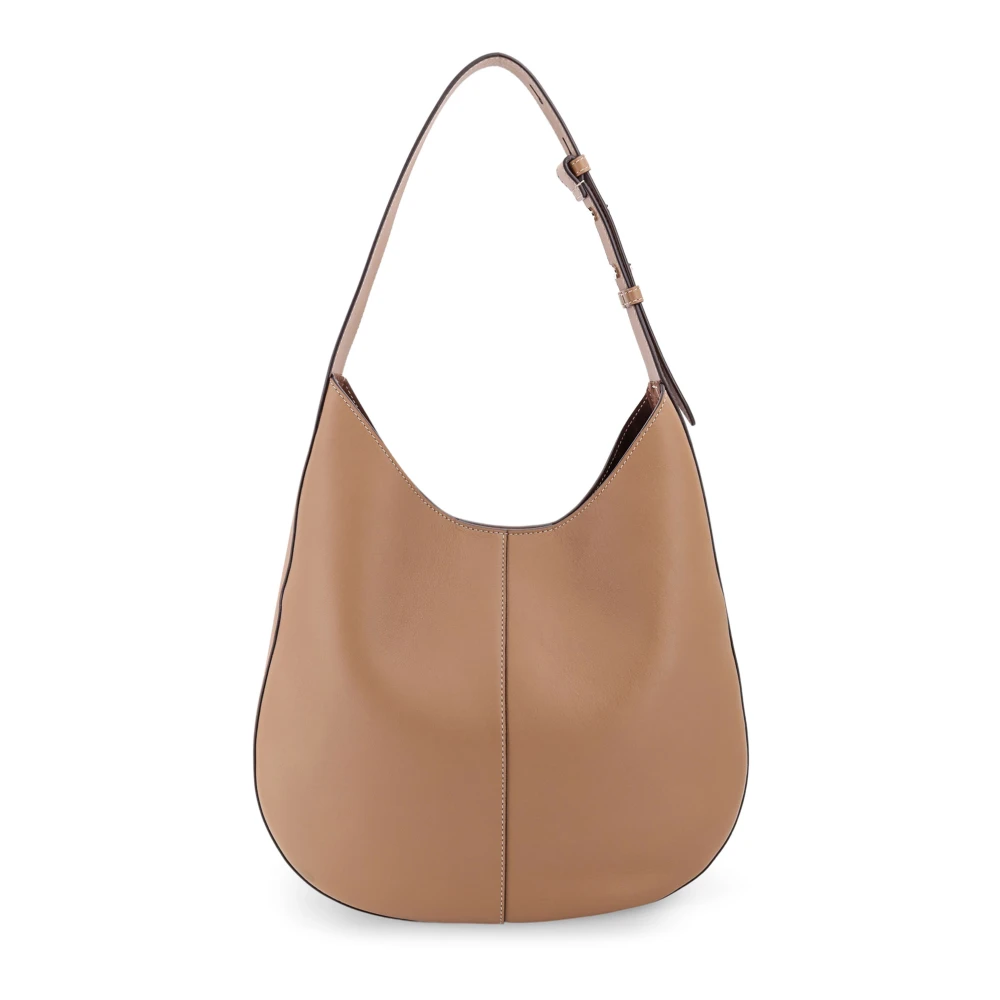 TOD'S Leren schoudertas met logopatch Beige Dames