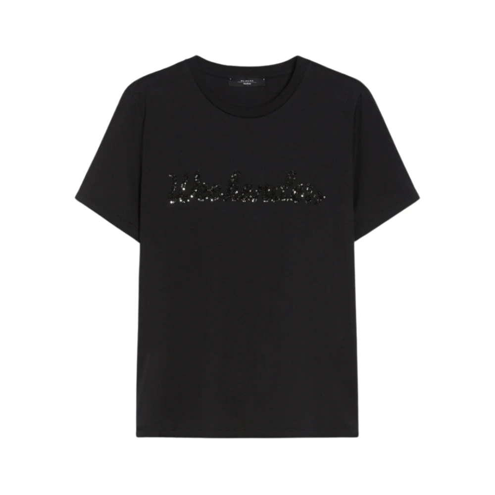 Max Mara Katoenen Jersey T-shirt Vello Zwart Black Dames