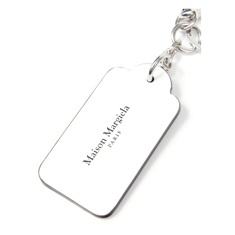 Maison Margiela Luxe Gestikte Leren Sleutelhanger White Heren