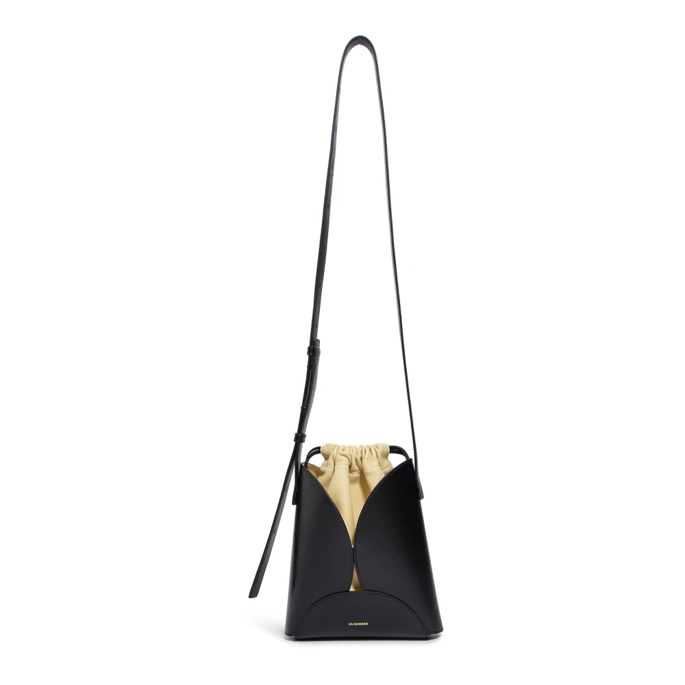 Jil Sander Luxe Zwarte Leren Crossbody Tas Black Dames