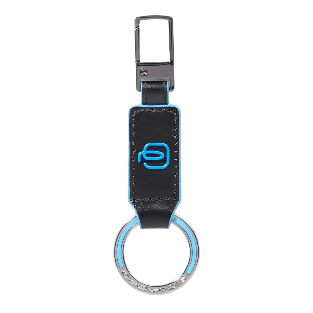 Piquadro Unisex Zwart Accessoires One Size, Leer, Karabijn Sleutelhanger